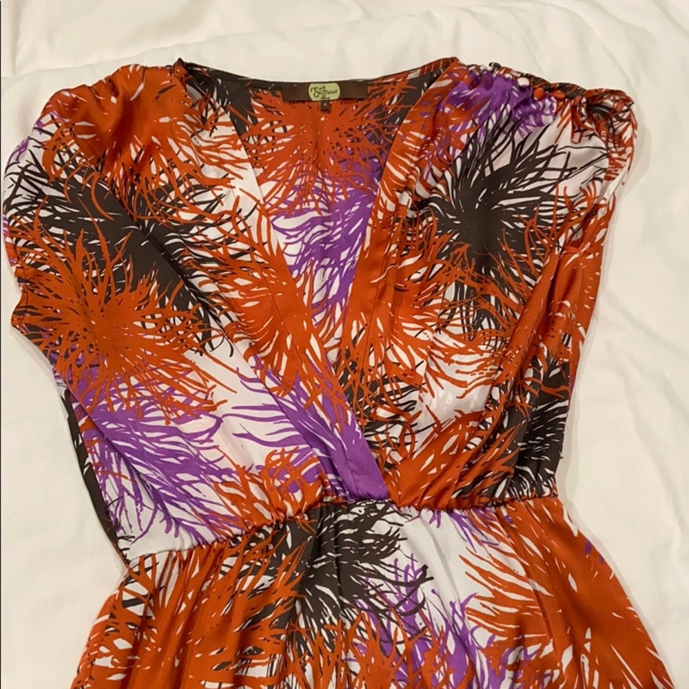 Eva Franco Boutique orange, purple and brown dress